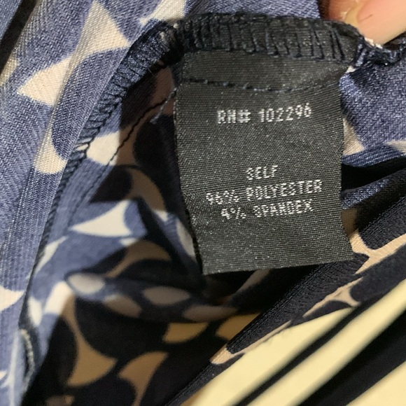 Connected Apparel Dress 8 Stretchy Tan Black Navy Pull Over Ruched Dots - Picture 15 of 16